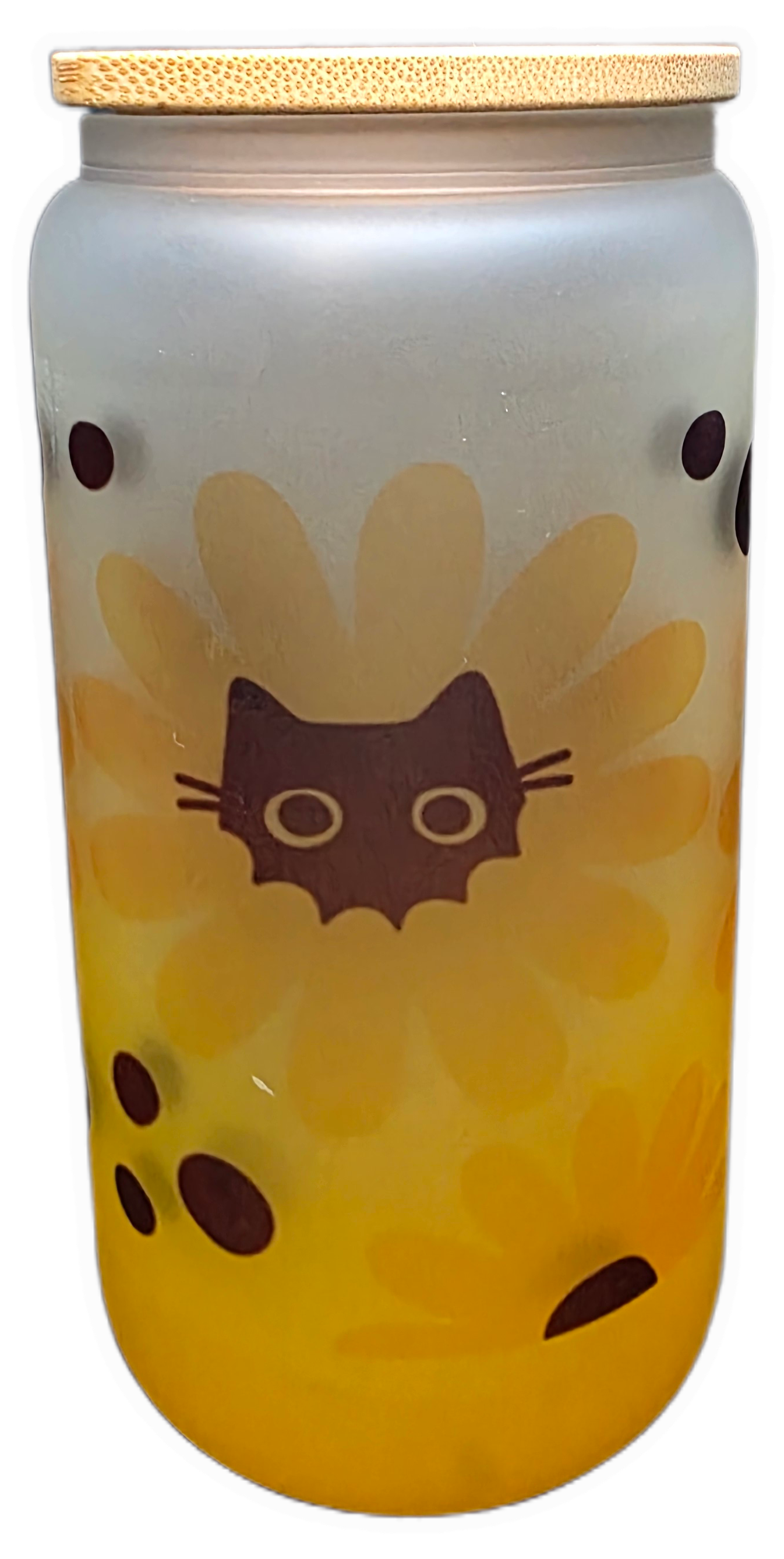 π» Peek-a-Boo Cat & Flowers Libby Glass