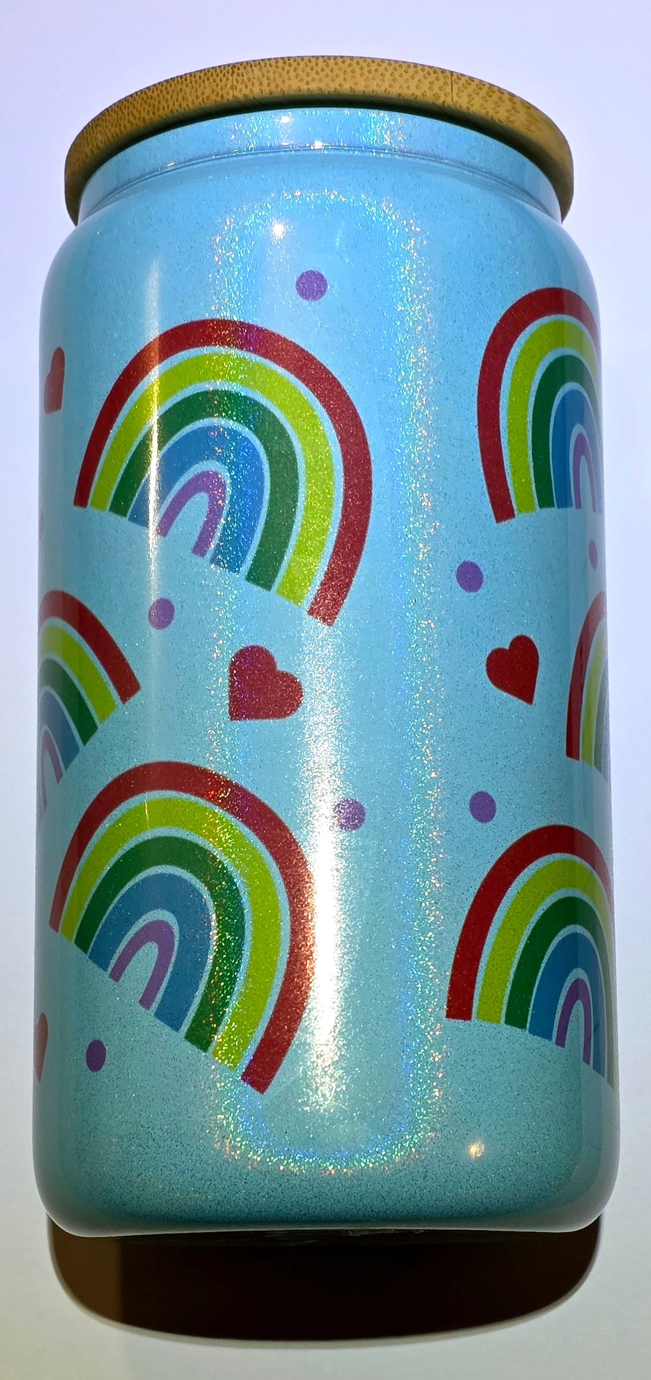π Rainbow Love Libby Can Glass
