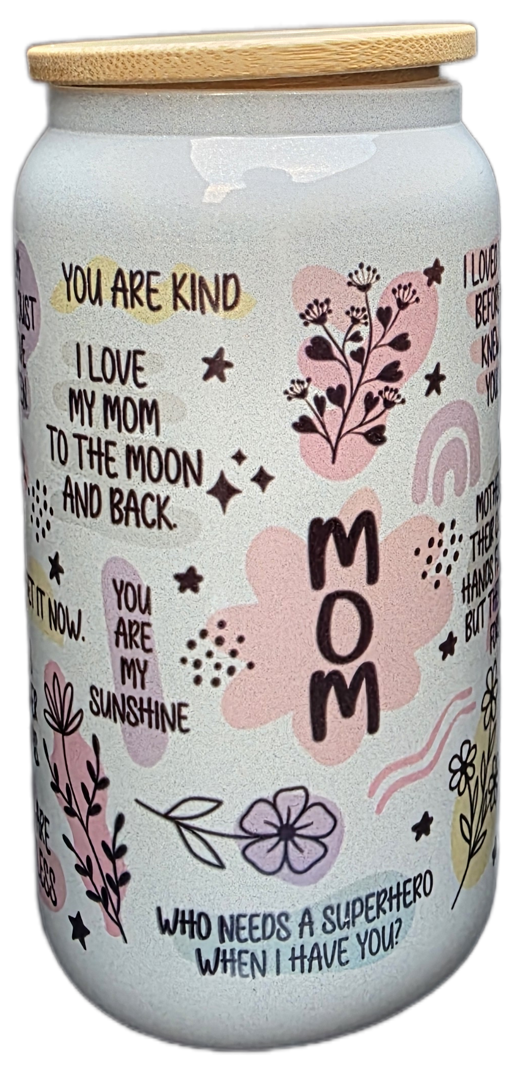 💖 Mum Life Quote Libby Glass (Pastel Text)