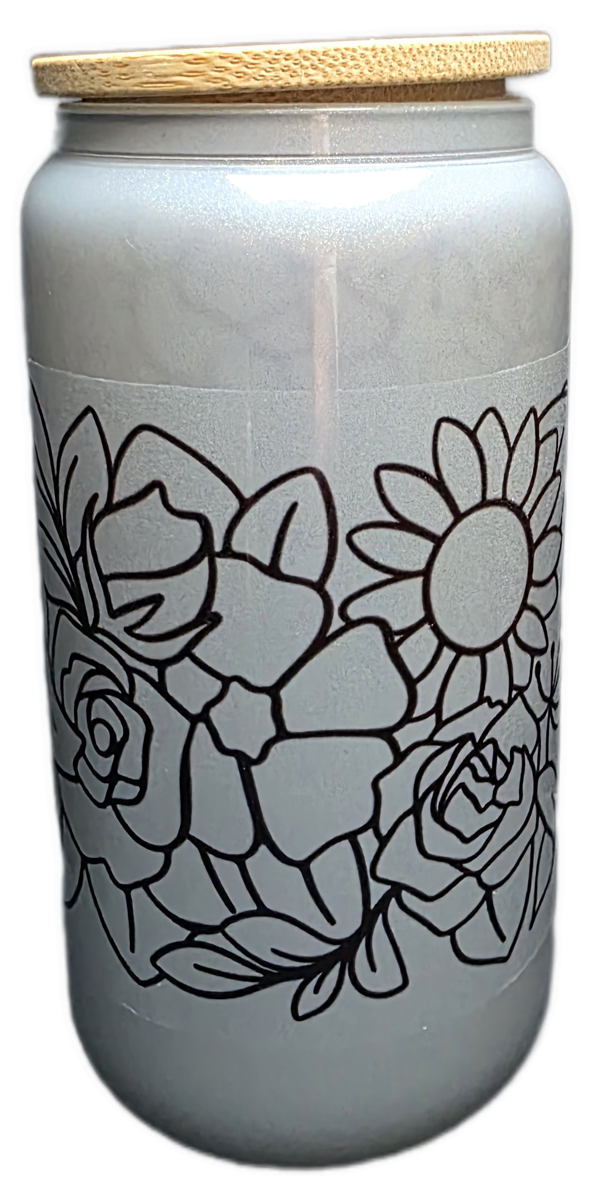 🖤 Floral Outline Libby Glass