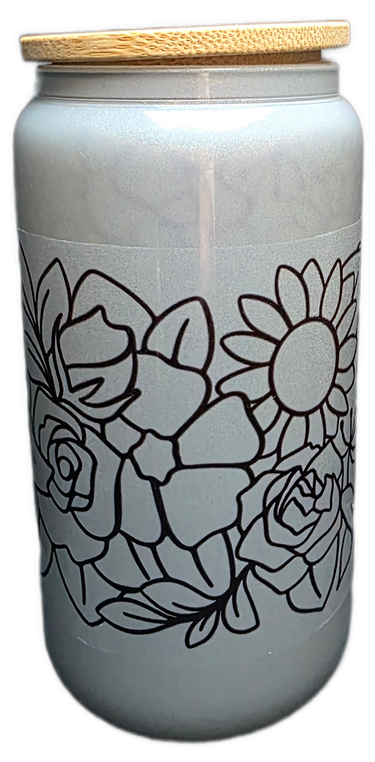 🖤 Floral Outline Libby Glass