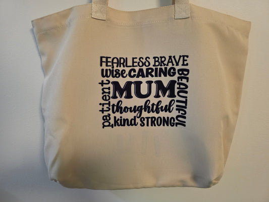 "Mum - Fearless, Brave, Wise" Tote Bag