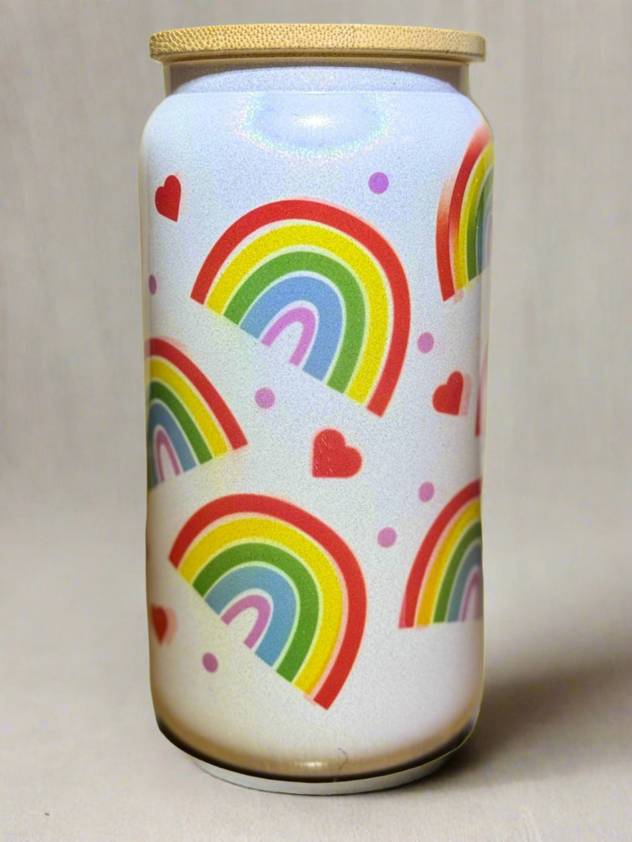 🌈 Rainbow Love Libby Can Glass