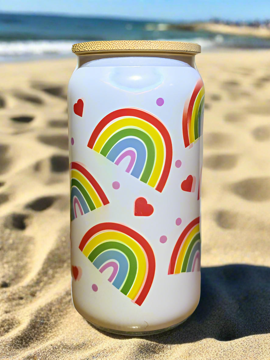 🌈 Rainbow Love Libby Can Glass